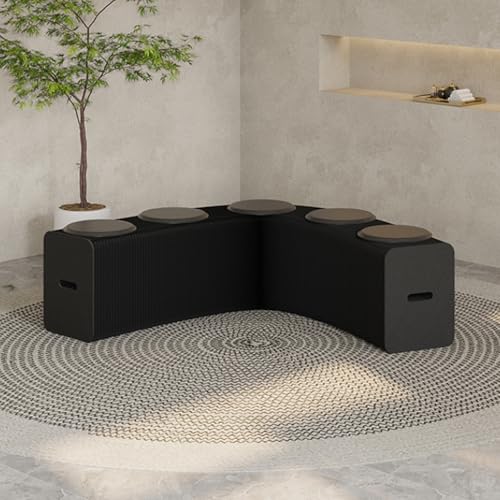 アコーディオンスツール 伸縮 折りたたみ式 紙製 550*30*50cm ベンチ ペーパーベンチ 収納 コンパクト 最大200kg 耐荷重 軽量 おしゃれ ギャラリー/休憩室/リビングルーム/展示ホール/ビジネスシナリオ用 ブラック