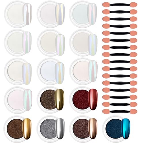 Artdone Chrome Nail Powder Magic White Pearl Kit Mirror Effect Si...