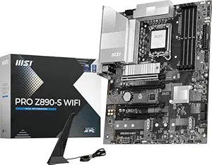 MSI PRO Z890-S WiFi ProSeries Motherboard (Support Core Ultra Series 2 Intel Processors, LGA 1851, DDR5, PCIe 5.0, M.2, SATA, 2.5Gbps LAN, USB Type-C, Wi-Fi 7, Bluetooth 5.4, Thunderbolt 4, ATX)