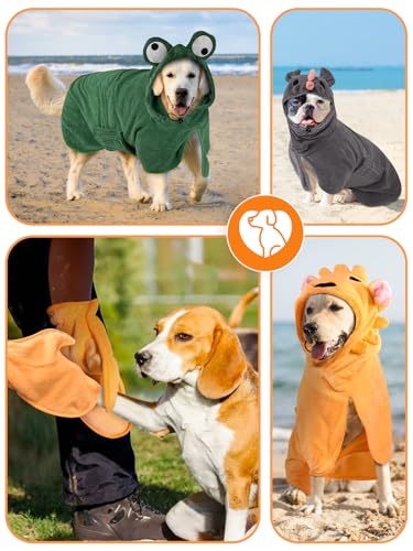 Bibykivn Hundebademantel, Einstellbarer Dichtheitsgrad mit Klettverschluss, Schnelltrocknend für Große, Mittelgroße, Kleine Hunde/Katze (Lion-Orange, S)