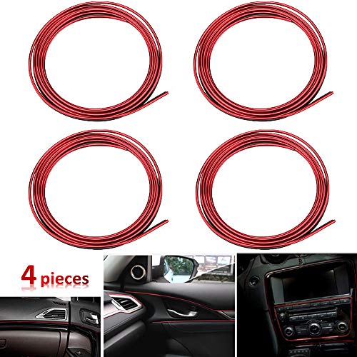 Nuluxi Flexible Tiras Líneas de Molduras Interior del Coche Bricolaje Interior Auto Moldura Moldura Tira Moldura Flexible Interior del Automóvil Ajuste Universal para la Mayoría de Autos (4 Piezas)