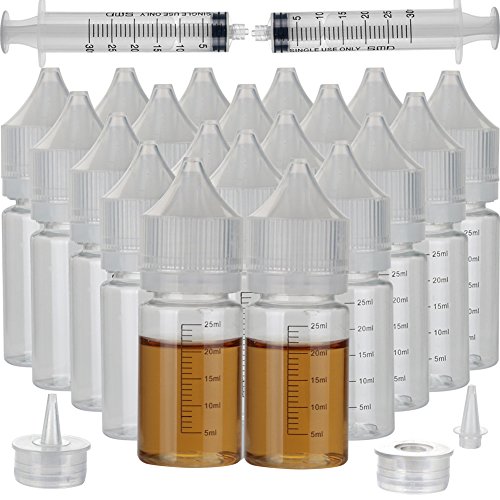 20pcs 30ml PET suave botella cuentagotas Unicornio botella de líquido de llenado botella de líquido (30ml x 20pcs, Botella blanca + tapa blanca)
