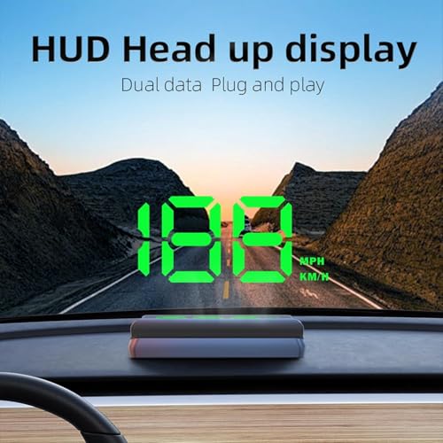 Image of Serveuttam GPS HUD Speedometer for Car - Digital Head Up Display with Auto Brightness, Large Green Display, USB Powered, MPH /KM /H (Black)