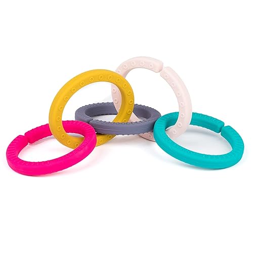BELLA TUNNO Happy Links - Enlaces de silicona Montessori para bebé y juguetes de silicona suave, dentición, habilidades motoras brutas,