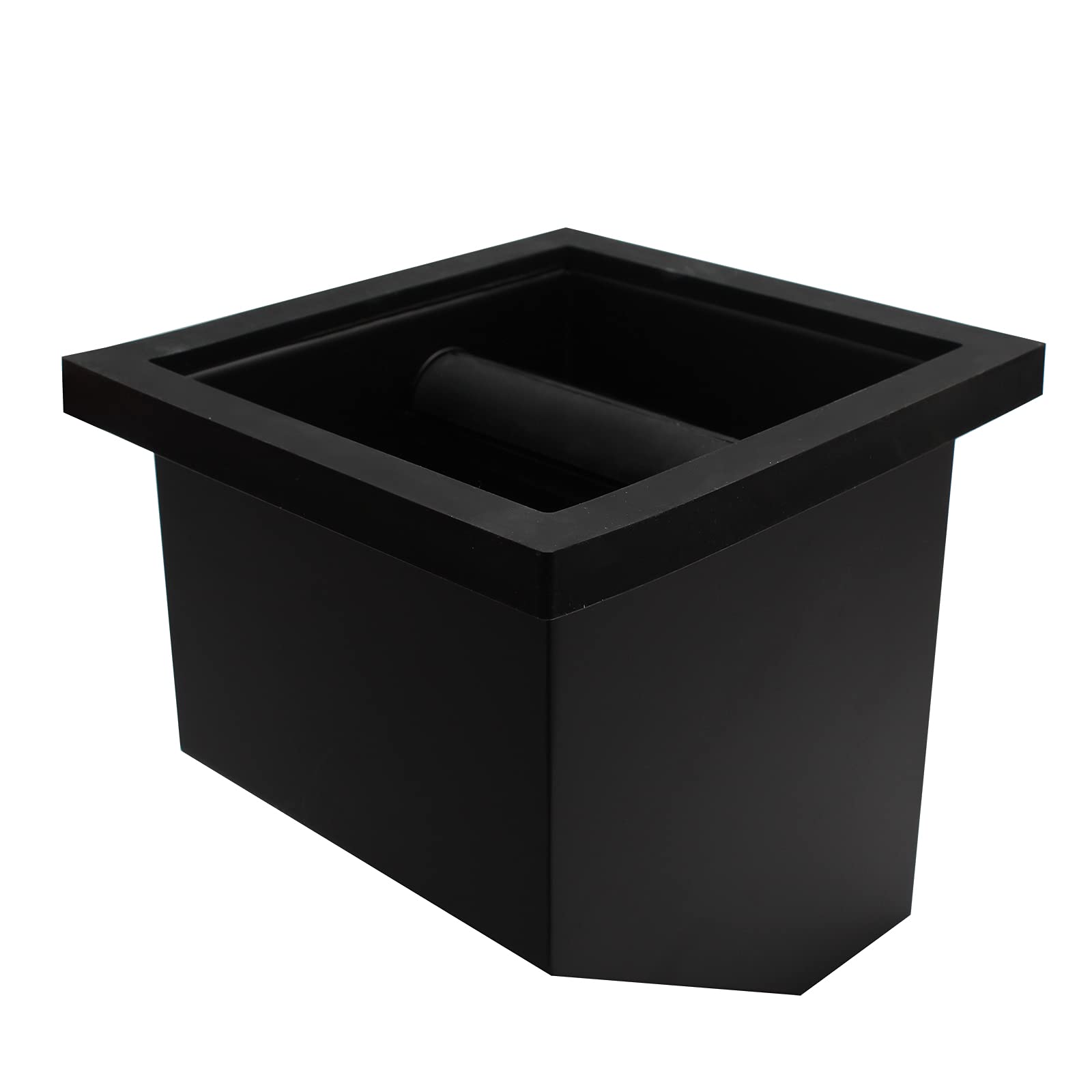 DIBTSA Espresso Coffee Ground Knock Box Chute, Built-in Desktop Waste Bucket, Stainless Steel Bottomless Knocking Residue Box (Trapezoid)