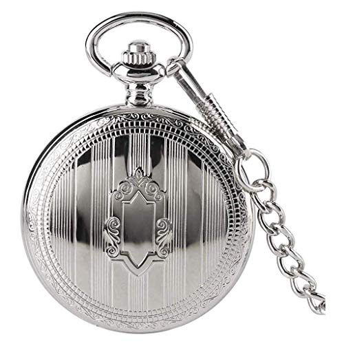 LYSGST Klassische mechanische Vintage-Taschenuhr mit glatter Oberfläche und exquisiter Kette, Weihnachten, Geburtstag, Hochzeit, Ziffernblatt mit Kette + Geschenkbox Cover