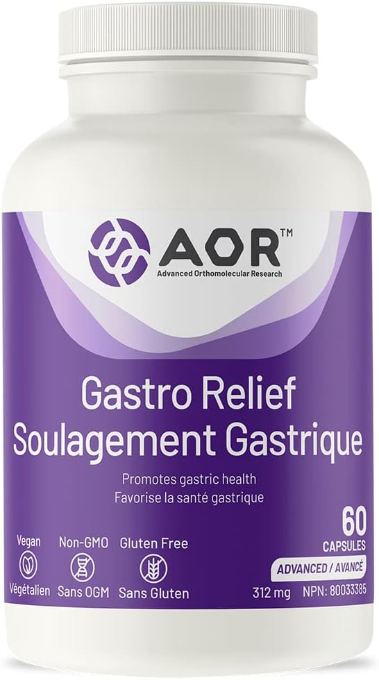 AOR Gastro Relief 312mg, 60 Capsules Gastritis Supplement for