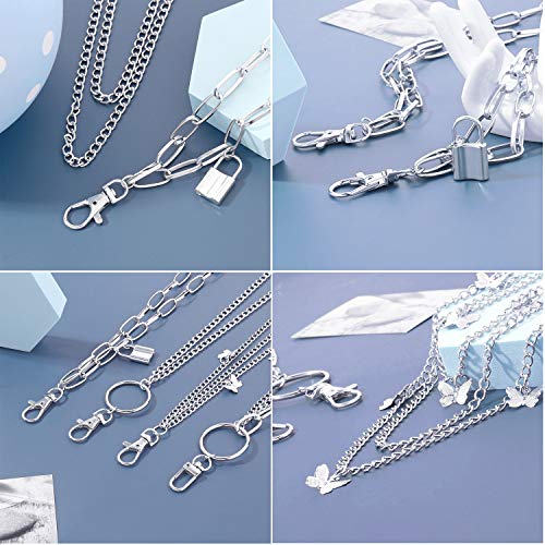 Taouzi 6 Pieces Pants Chain Wallet Chain Butterfly Lock Charm Jeans Chains Pocket Punk Chain Hip Hop Rock Chains for Women Men2