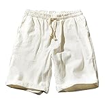 importé Homme Shorts Bermudas Chino Pantacourt Pantalon en Lin Plage Sports Décontracté Léger Confortable Respirant Blanc 4XL