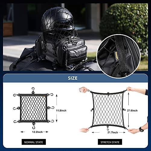 Motorrad Trägersysteme,KKnoon Motorrad Gepäcknetz Helmnetz Aufbewahrungsnetz mit 8 Haken Motorradhelm Netz Elastisch Spannnetz Sicherungsnetz Transportnetz für Motorrad