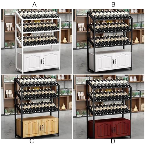 Soporte para botellas de vino con gabinete y estantes de madera miniatura 7