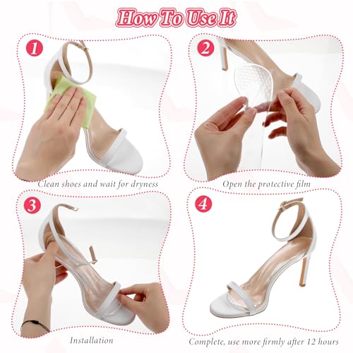 Image of 2 Pairs 3 /4 High Heel Cushion Insoles, Gel Self-Adhesive Arch Support Inserts, Slim Silicone Transparent Invisible Slipping Heel Relief Insoles for Women Sandal, Flats and High Heels