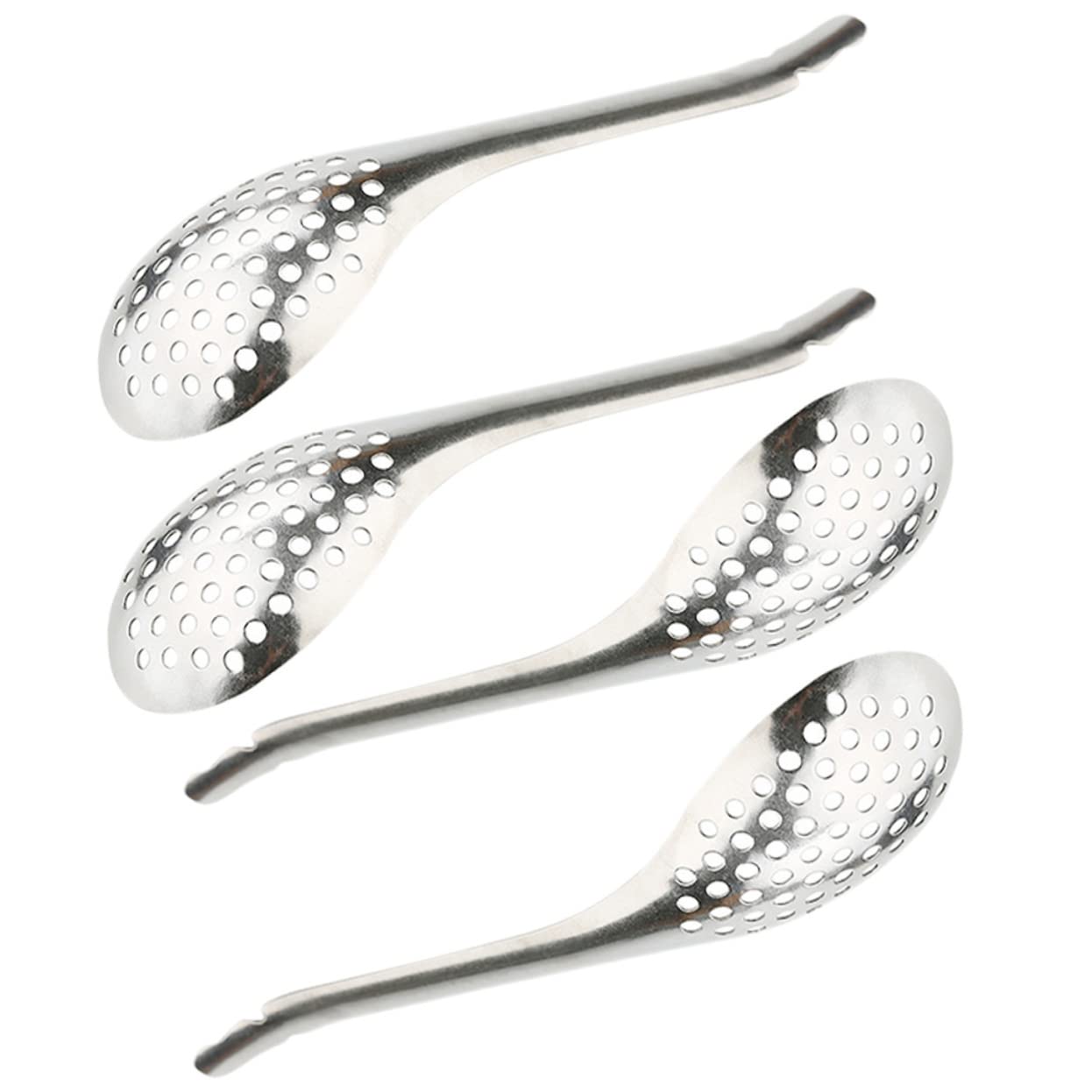 GRIRIW Heavy Duty Caviar Spoon Slotted Kitchen Spherification Spoons Ergonomic Handle Stainless Steel Set of 4