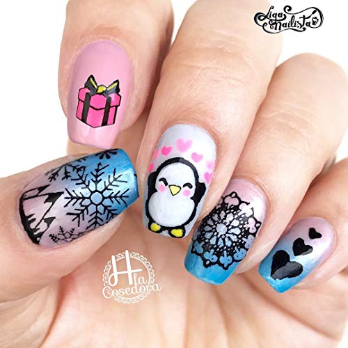 Nail Art Stamping Plate - Eskimo Kisses - Unique & Original Design By Colombian Nail Artist H la Cosedora