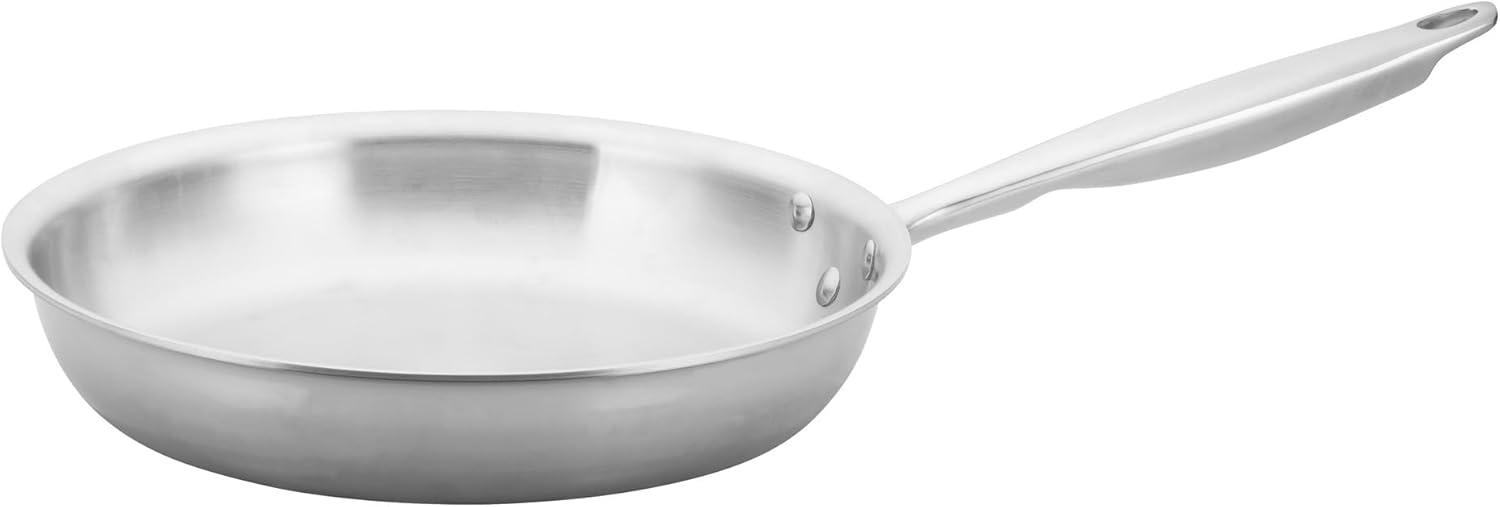 WINCO Tri-Ply Frying Pan, Silver 10" Natural Finish
