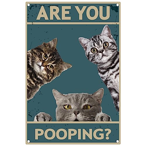 CREATCABIN Letrero de Gato Vintage Metal Tin Sign Decoración de Pared Retro Pintura Póster Placa Hierro Decoración Arte Mural Colgante Regalo para Cat Lover Hogar Cocina Bar Restaurante 30x20 cm