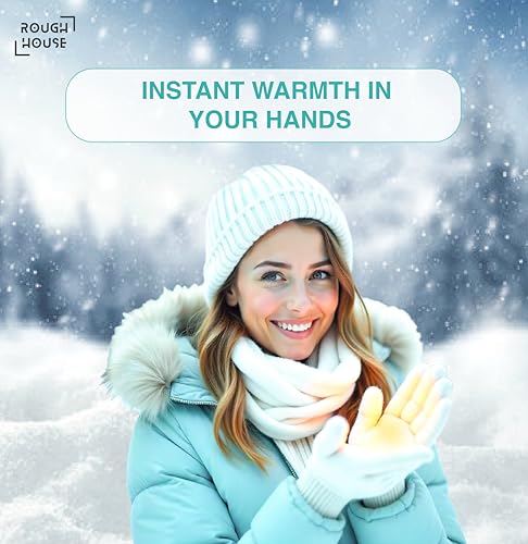 Image of Roughhouse Hand Warmers Pack of 4 Pairs | 8+ Hour Air-Activated Heat Packs for Gloves | No Goo Powder Formula | Trekking, Camping & Winter Sports | Safe & Natural
