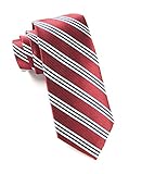 100% Woven Silk Burgundy Bar Striped Tie