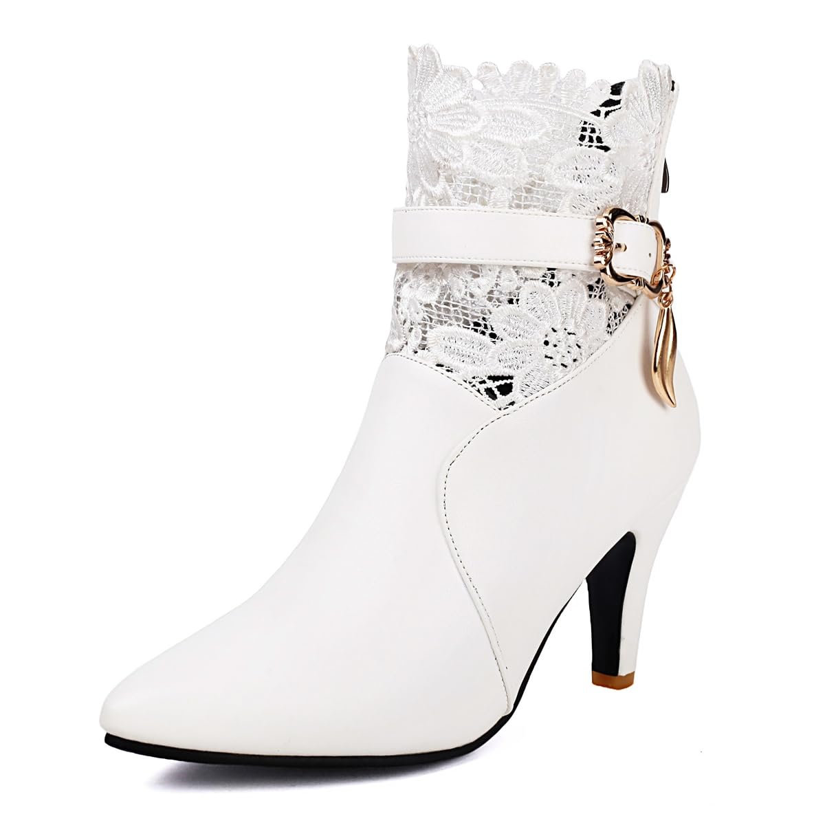 Womens Pointed Toe Dressy Ankle Boots Zipper Stilettos High Heels Winter Fall Elegant Short Booties