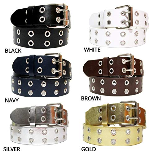 E.M.P EMP Unisex Bonded-leather Grommet 2-holes Belt Black Small2