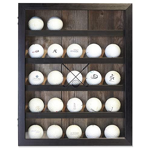 Golf Ball Shadowbox Display Case | 12 Ball & 25 Ball Options | Glass Front Door