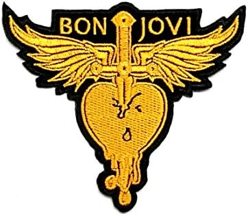 Wasuphand Bon Jovi Forever Heart&Dagger Rock Band Patch Sew On Iron Embroidered Heavy Metal Music DIY Bag Vest Gift Jeans Denim Badge Costume