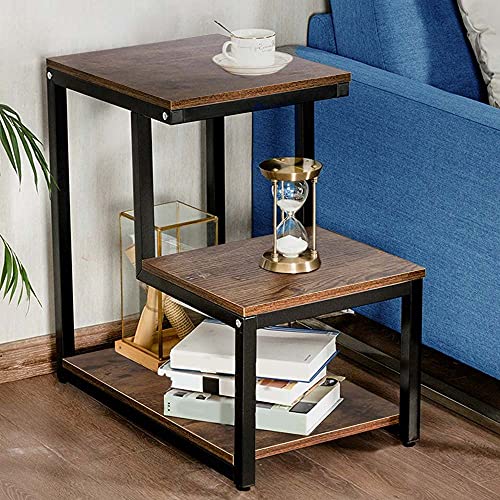 BAKAJI Libreria Bassa Scaffale 3 Ripiani in Metallo e Legno MDF Tavolino Caffè Laterale Divano Design Moderno Industriale Arredamento per Soggiorno Salotto Casa o Ufficio 60 x 60 x 35 cm