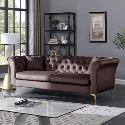 Image of Supernal 3 Seater Sofa Set with Brass Legs Perfect Gives Luxurious Look for Home /Living Room /Office /Guest Room /Hotels /Lounge