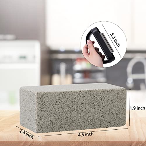 Mowot Blackstone Griddle Cleaning Brick Block Heavy Duty Grill Cleaning Stone Bricks Non Scratch Flat Top Seasoning Stone Griddle Scrubber Cleaner Remove Greases Stains Residue -3 Pack With Handle #TOP6