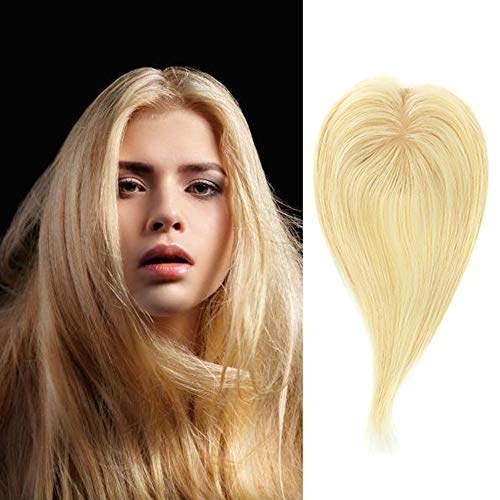 Postiche de cheveux humains naturels noirs RemeeHi 25,4 cm pour couronne et cheveux fins