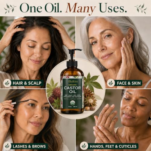 USDA Organic Castor Oil, 100% Pure Cold-Pressed Hexane-Free, 16 Oz Detail