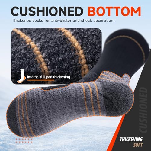 Men's Merino Wool Crew Work Socks, 3 Pairs Moisture Wicking Athletic Socks for Hiking Sports Running2