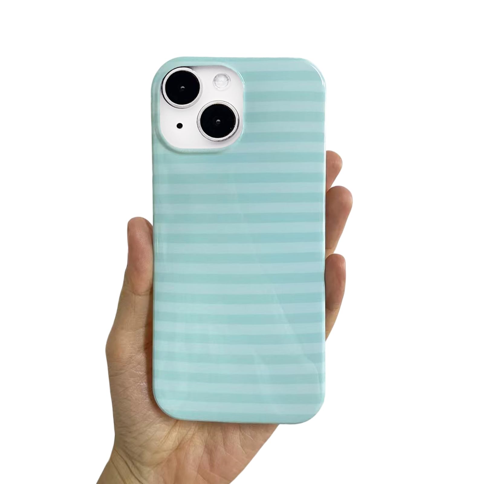 Coque iPhone 16 Pro Max bleu sarcelle à rayures fines et protection antichoc