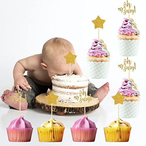 Jodie 20Pcs Oh Baby Cupcake Toppers Gold Glitter Star Baby Sign Gender Reveal Baby Shower Decorations For Celebrating Wedding Engagement Anniversary Kids Birthday Party Supplies #TOP1
