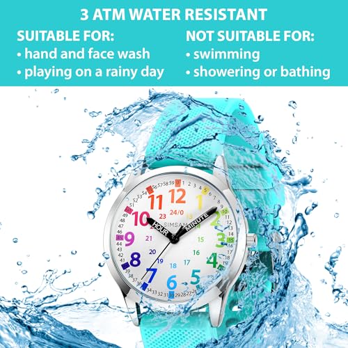 Image of Kids Analog Watch, Learning Watch for Kids 8-12, Waterproof Time Teacher Watches for Boys Ages 5-7 6-8, Easy to Read Educational Girls Watches Ages 8-12, Great Gift Boys Girls Year 4-12 Old Waterproof