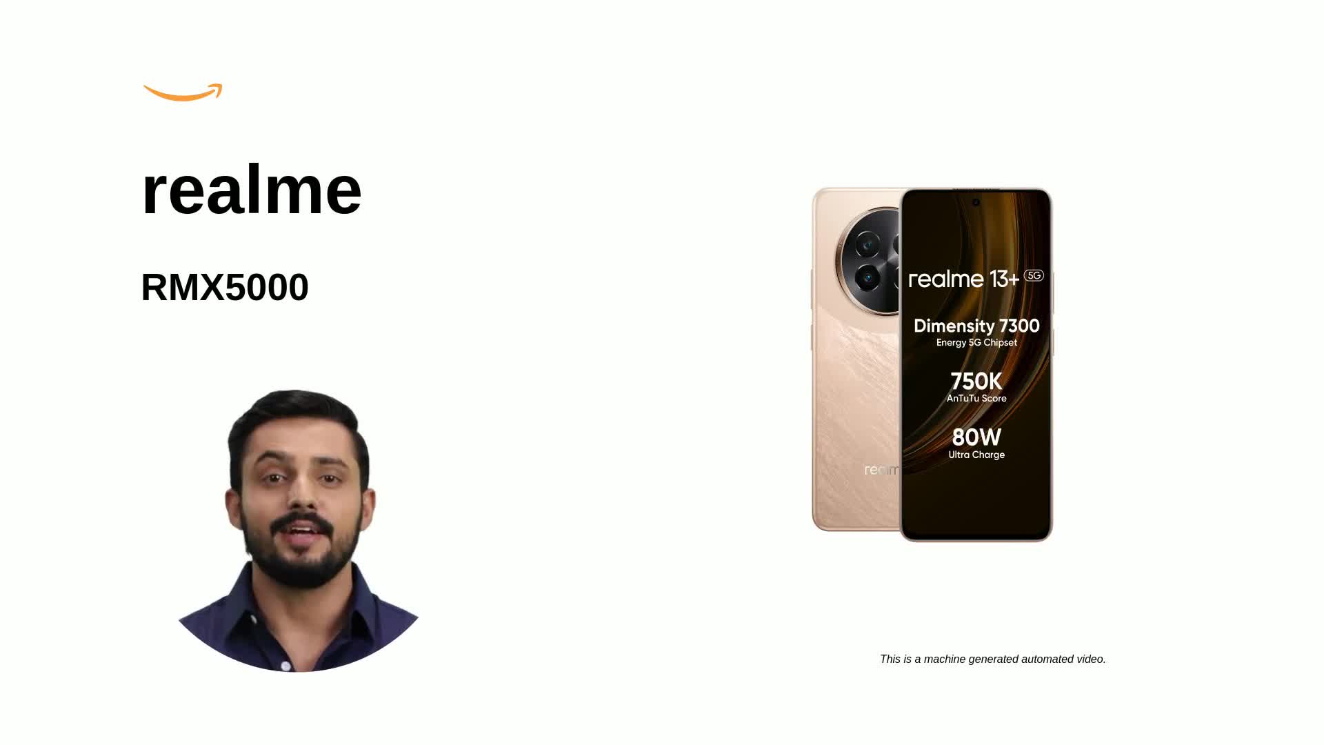 realme 13+ 5G Smartphone 8+256GB Victory Gold, 6.67-inch Screen