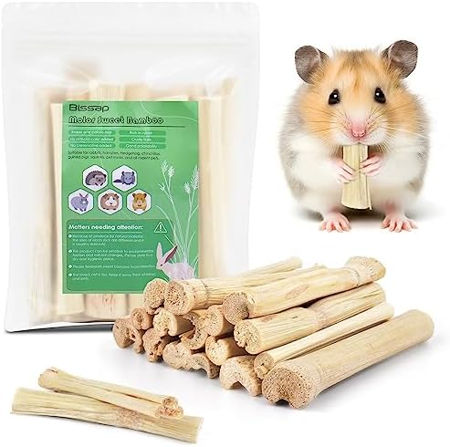 Bissap 170g/0.3Ib Sweet Bamboo Sticks for Rabbits, Bunny Chew Toys for Rabbits Hamster Chinchilla Guinea Pigs Rabbit Squirrel Small Animals Natural Treats Teeth Grinding Chew Sticks