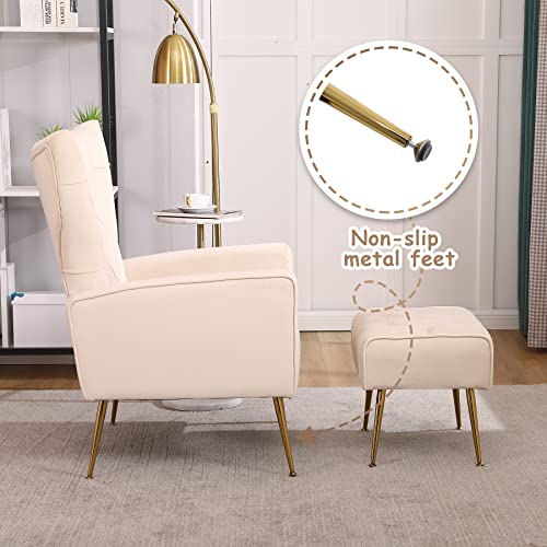 Sillón plegable tela velvet Beige miniatura 4