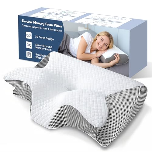 SaiXuan Nackenkissen Orthopädisches Memory Foam Kissen Ergonomisches 3D Nackenstützkissen für Rücken- & Seitenschläfer, Höhenverstellbares...