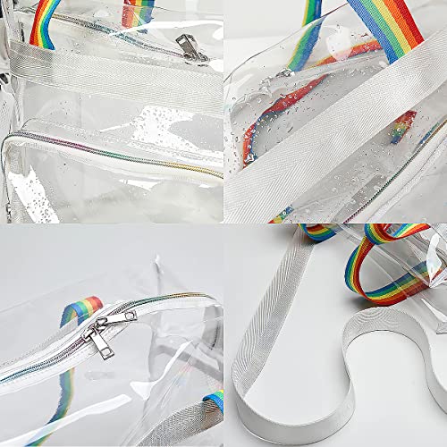 Weallbuy Large Beach Bag With Zip, Waterproof Clear Beach Tote Bag, Clear Bag Stadium Approved, Travel Bag/Gym Bag/Pool Bag (Pink) #TOP2