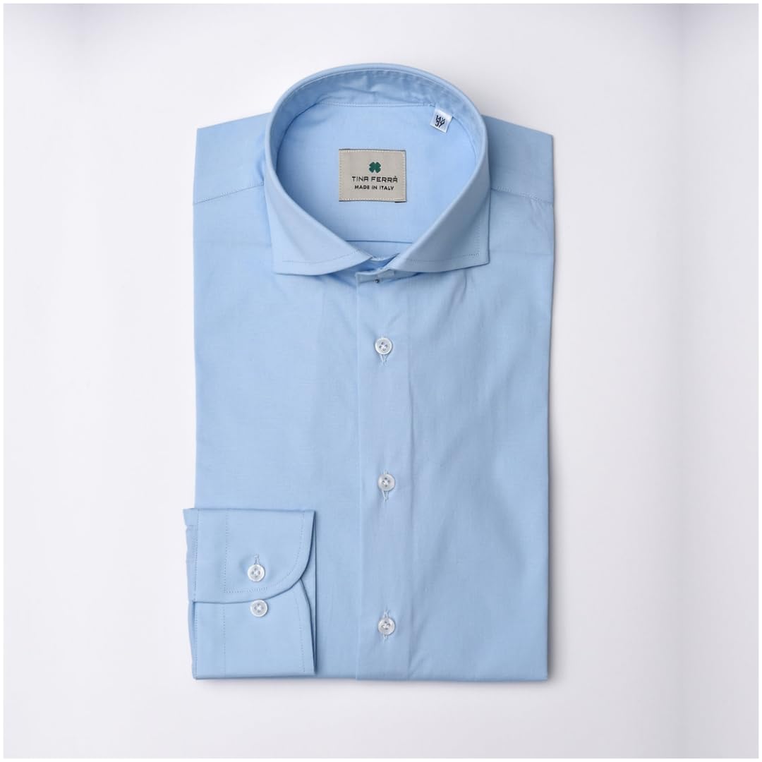 Camicia Uomo Elegante Tinta Unita Regular Camicie da Uomo in Cotone Manica Lunga, Camicia Uomo con Bottoni, Camicia Artigianale Sartoria Napoletana