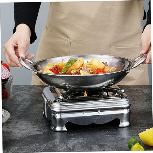 Olla para cocinar wok de acero inoxidable con doble asa miniatura 7