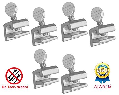 ALAZCO 6pc Premium Home Security Sliding Window Lock - Tamper Resistant Extruded Aluminum - Thumbscrew No Tool Needed