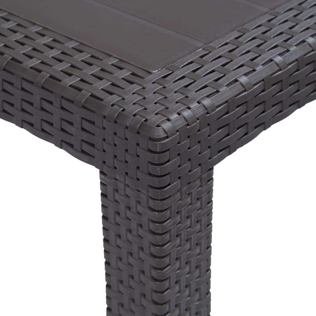 [We Ship ​Quickly] Garden Table, Bistro Square Table, for Patio Backyard Garden Balcony, Brown 86.6"x35.4"x28.3" Plastic Rattan Look