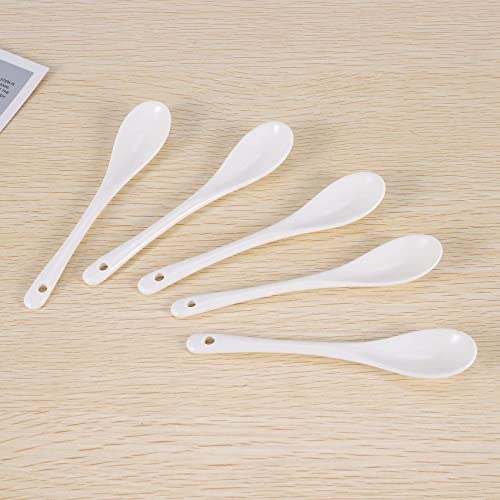 Geieold Set von 5 Keramik Loeffel Teeloeffel Loeffel Marmelade Honig Marmeladenlöffel Eierlöffel Perlmutt Porzellan Rice keramiklöffel