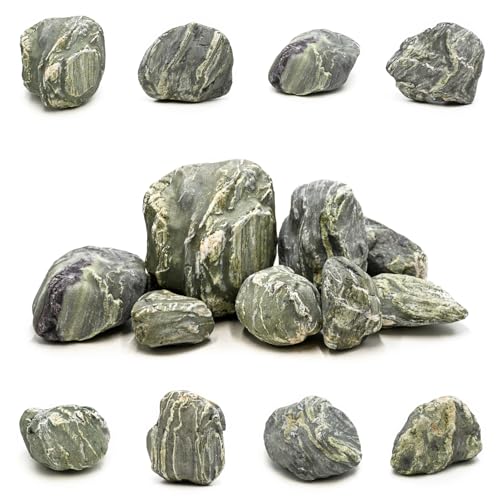 Image of Aquarium Rocks Green River Rocks 10lb Fish Tank Rocks Natural Smooth Stones & Pebbles for Aquascaping Landscaping Models Terrariums and Amphibian Enclosure(4-8inch /3Pcs)