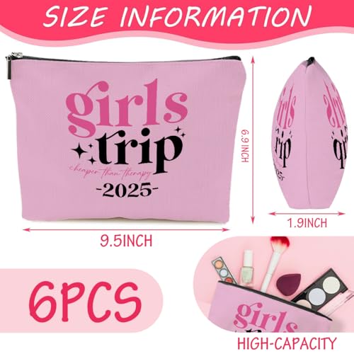 6 Pcs Girls Trip Gifts Set - Insulated Makeup Cosmetic Travel Bag Kit for Women, Bachelorette Weekend Favors, Spa Vacation Essentials, Mother's Day Christmas Birthday Gift for Friends Daughter3