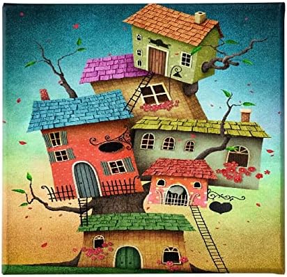 Home Table-Children-for Living Room, Bedroom-Multicolour Polyester, Wood, 60 X 3 X 60 cm-HM20KNV60x60-133