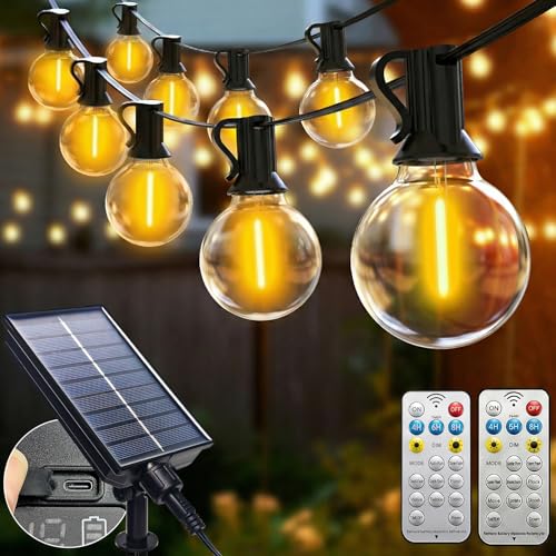 btfarm Guirlande Solaire Exterieur Avec Telecommande, Lot de 2 17+3M LED Guirlande Lumineuse Exterieure Solaire IP44 Étanche, 8 Modes Guirlande Guinguette...