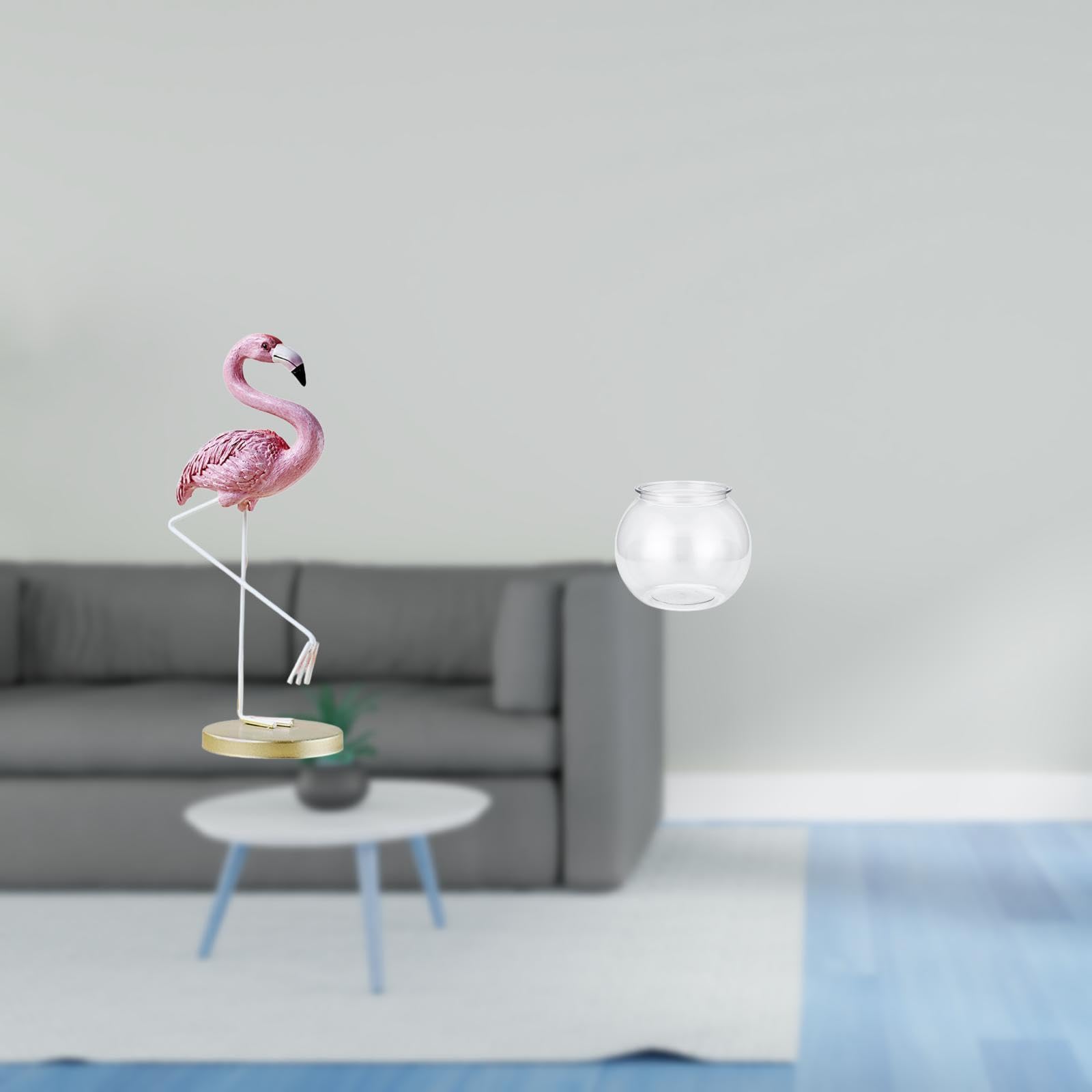 radiant flamingo bird sculpture with transparent fish tank vase modern art home decor for garden pond office table flowerbed